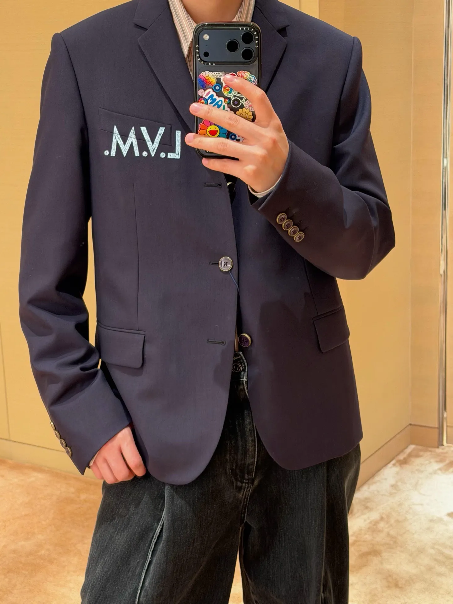 Louis Vuitton Pocket Embroidered Single Breasted Suit Jacket